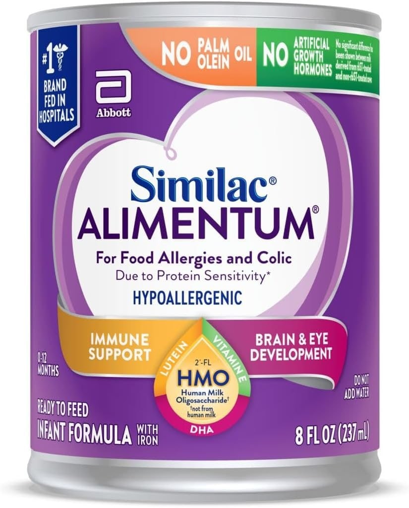 Similac Alimentum with 2'-FL HMO Hypoallergenic Infant Formula, for Food Allergies and Colic Due to Protein Sensitivity, Ready-to-Feed Baby Formula